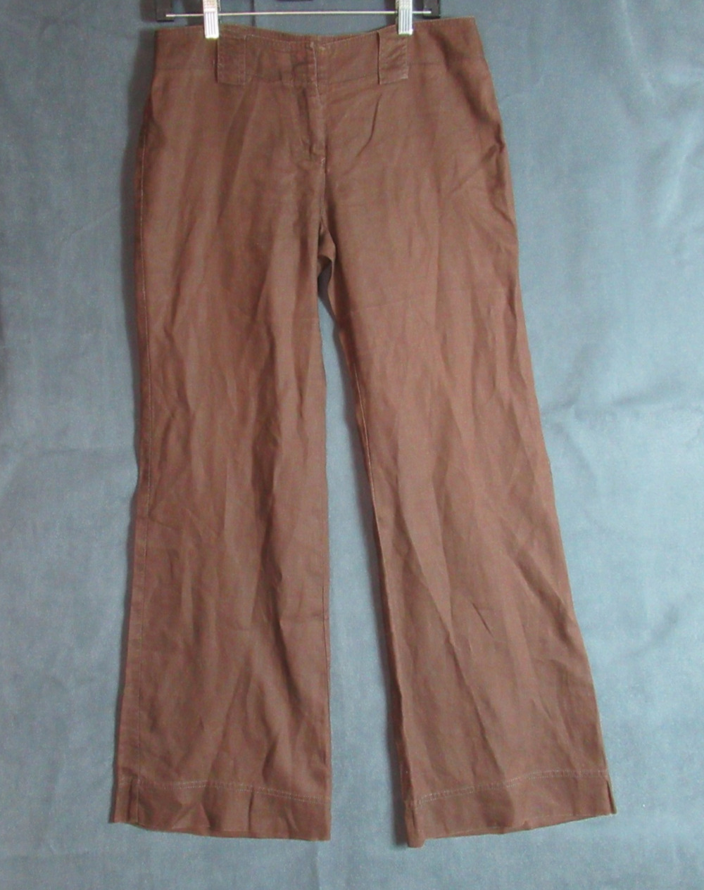 Tommy Hilfiger Pants Womens 8 Brown Linen Lighweight Beachy Resort Lux Low Rise